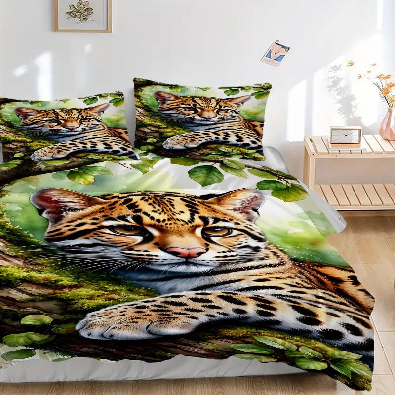 

3pcs Leopard Print Duvet Cover Set, Soft Comfortable Duvet Cover,Guest Room (1*Duvet Cover + 2*Pillowcase, Without Core) yy251104150 135x200cm