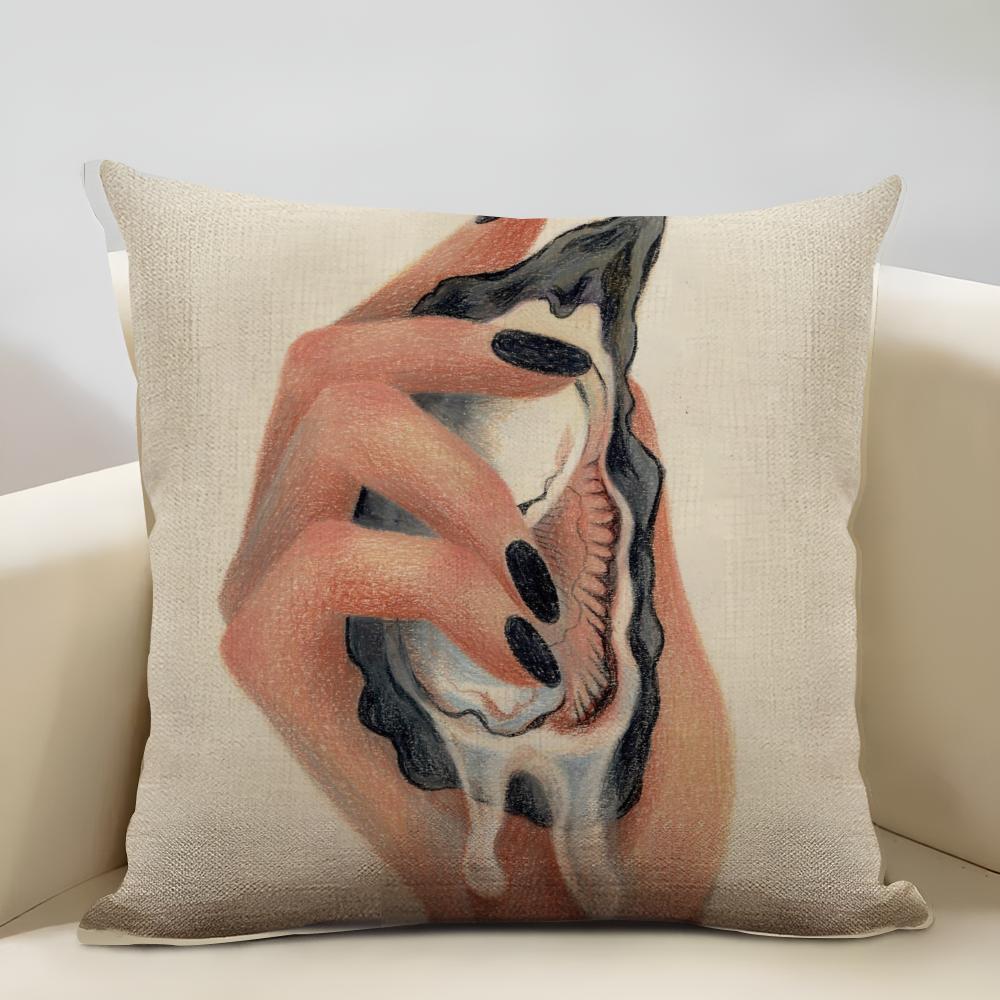 Tear Nevus Cushion Cover Household Decoration Linen Sofa Cushion Cover: Skin-Friendly & Breathable with Invisible Zipper