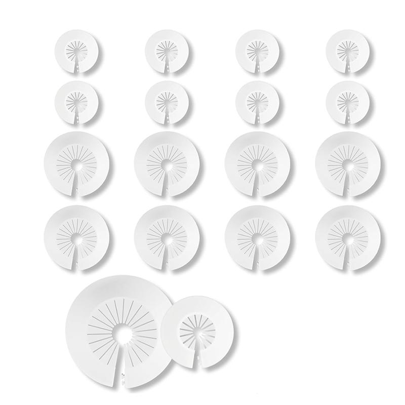 

HHO-For Bathroom 16 PCS Plastic Escutcheon Plate Flange Pipe Covers For Plumbing Cover Plates білий