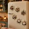 Reindeer Kitchen Decor 6Pcs DIY Faux Pearl Painting Fridge Magnet, Santa Snowman Stocking Tree Refrigerator Magnets Gingerbread Snowflake Handmade