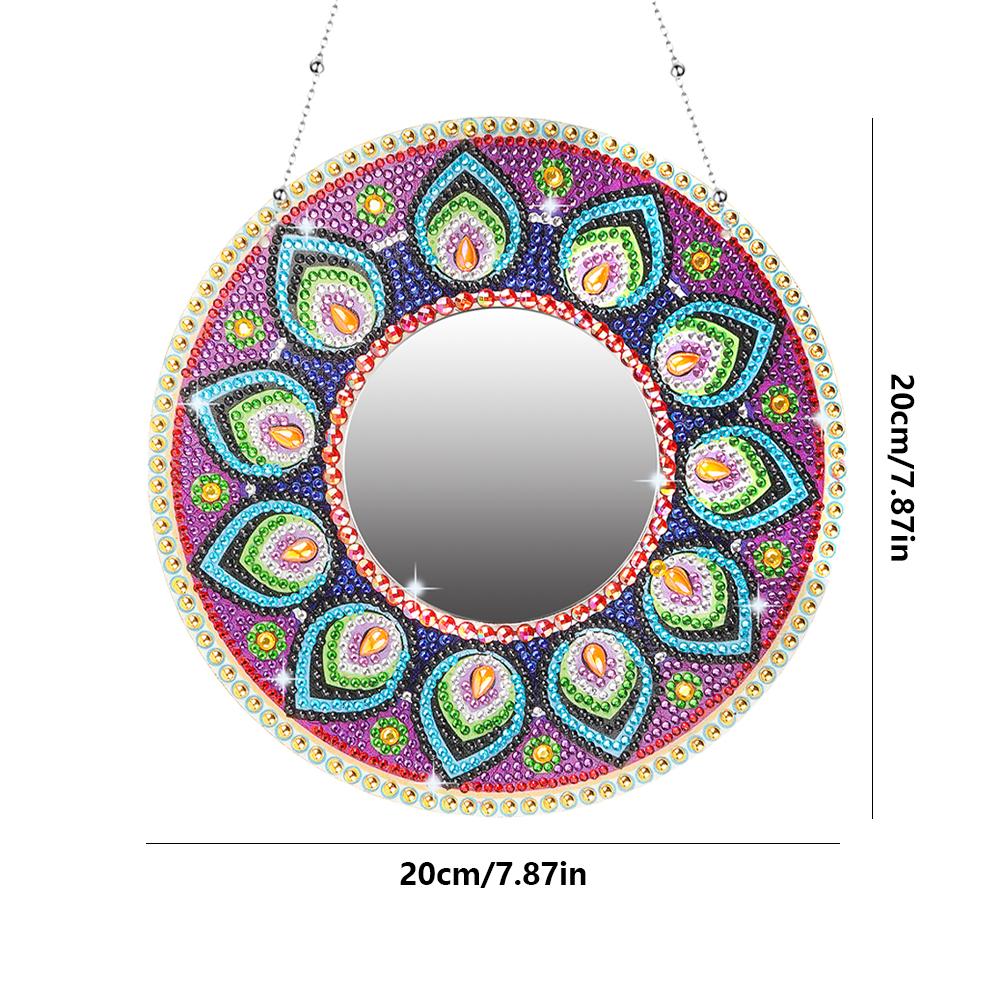 DIY Round Diamond Painting Mirror Mandala Diamond Embroidery Mosaic Cross Stitch Makeup Mirror Bedroom Home Decoration Gifts