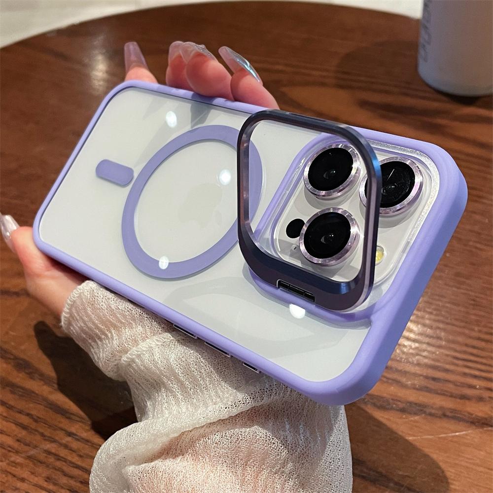 Magnetic Camera Stand Holder Clear For iPhone 15 14 13 12 11 Pro Max Plus For Magsafe Lens Mount Bracket Shockproof Cover Funda