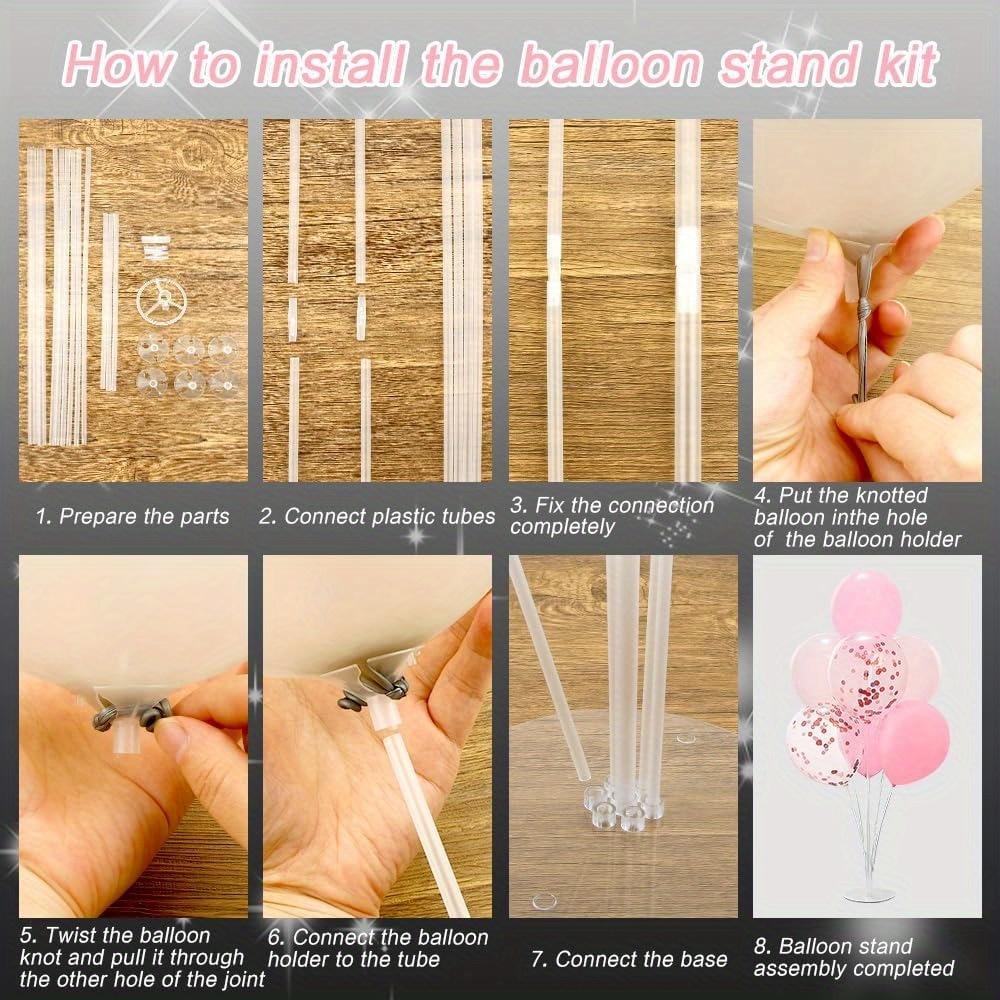 8pcs Balloon Sticks with Base for Table Balloon Stand Kit Balloon Stands with Base for Floor Balloon Arch Stand with Base Balloon Stands for Table