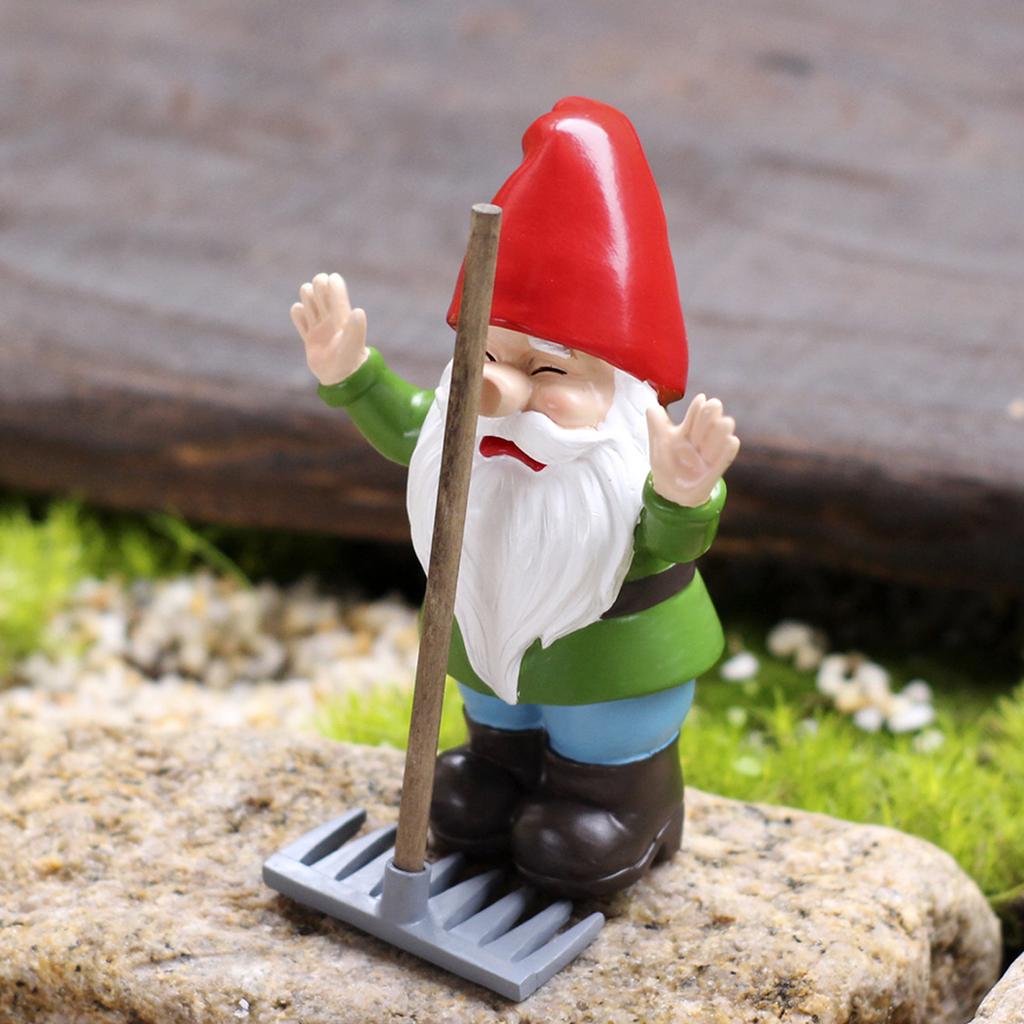 Garden Gnome Figurine Multi Purpose Mini Dwarf Statue Non-Fading Pot Edge Hanging Decor for Garden Planter Edge& Balcony Railing