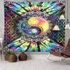 Yin Yang Balance Connect Tapestry Sun Moon Psychedelic Wall Hanging Decor Indian Mandala Bohemian Hippie Trippy Large Tapestry