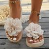 Women's Floral Strap Flat Sandals - Summer Jelly Wedge Slippers, Comfortable Casual Beach Shoes for Ladies