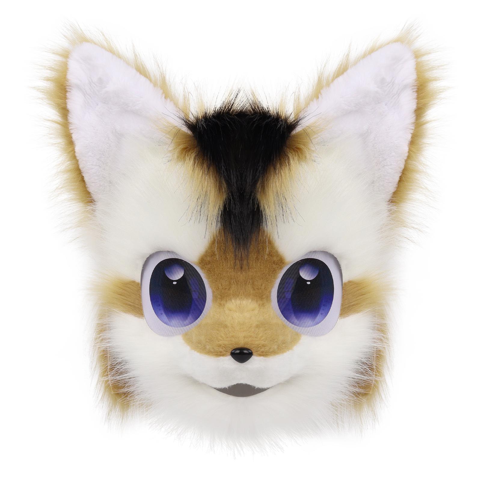 Tier Hundekopfmaske Kunstpelz Pelzig Plüsch Fursuit Kopfbedeckung Karnevalsparty Kostüm Cosplay Zubehör