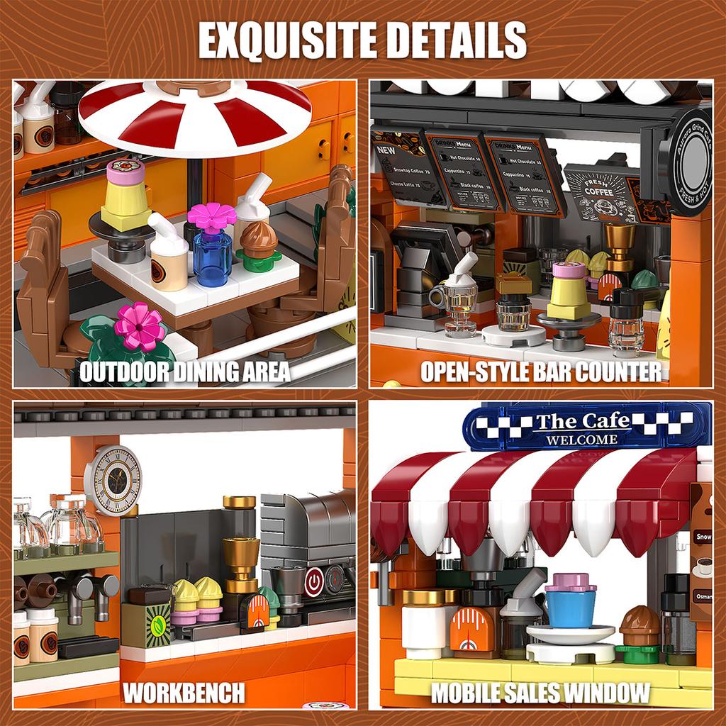 High-Quality 1185Pcs High-Quality Coffee High-Quality Themed High-Quality Car High-Quality Building High-Quality Block Play Sets High-Quality Coffee