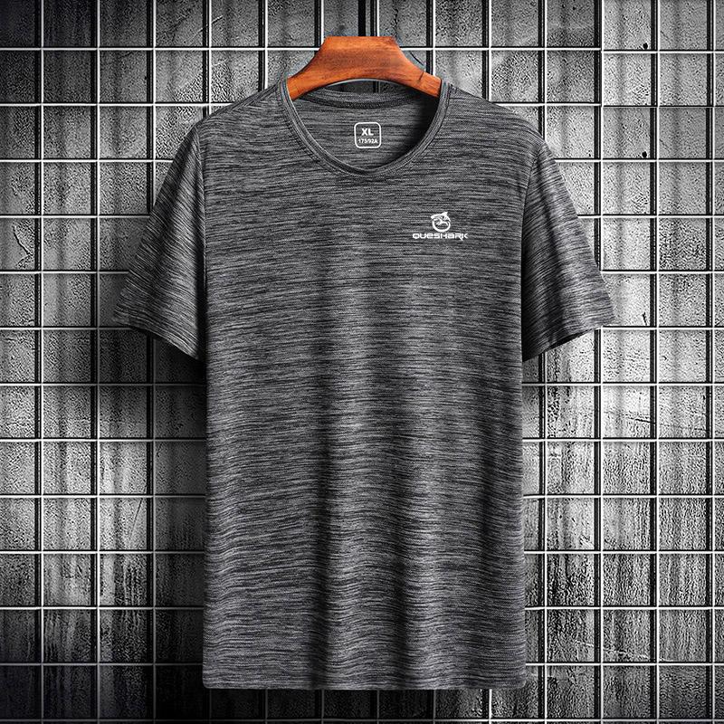 

Queshark Мужская камуфляжная быстросохнущая спортивная футболка для бега с короткими рукавами дышащие свободные футболки футболки для фитнеса в тренажерном зале топ для тренировок 4XL серый