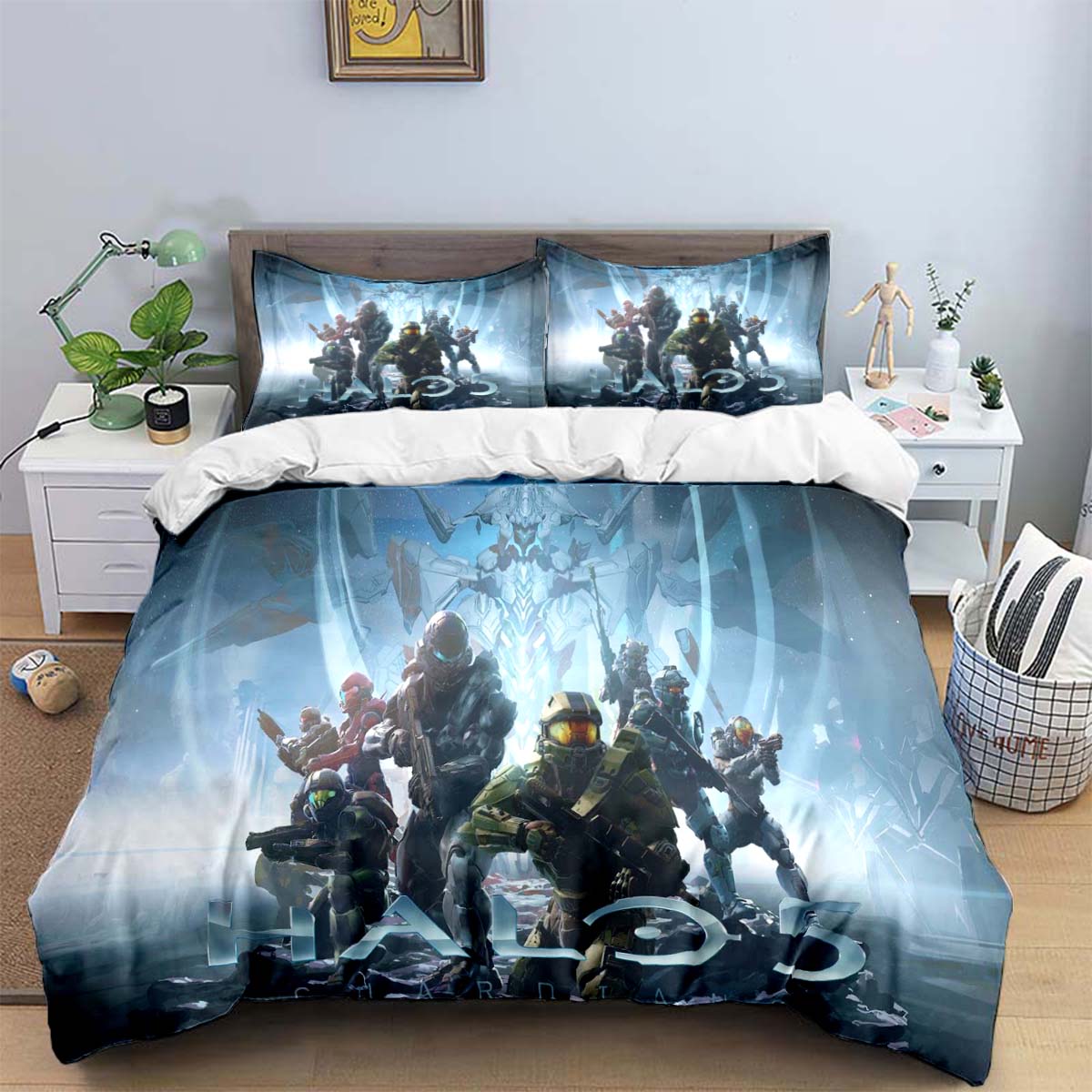 

Game H-Halo 2 Xbox Mechwarrior Print Bedding Sets Bed Supplies Set Duvet Cover Bed Comforter Set Bedding Set Luxury Gift AU Single(140*210cm)3pcs
