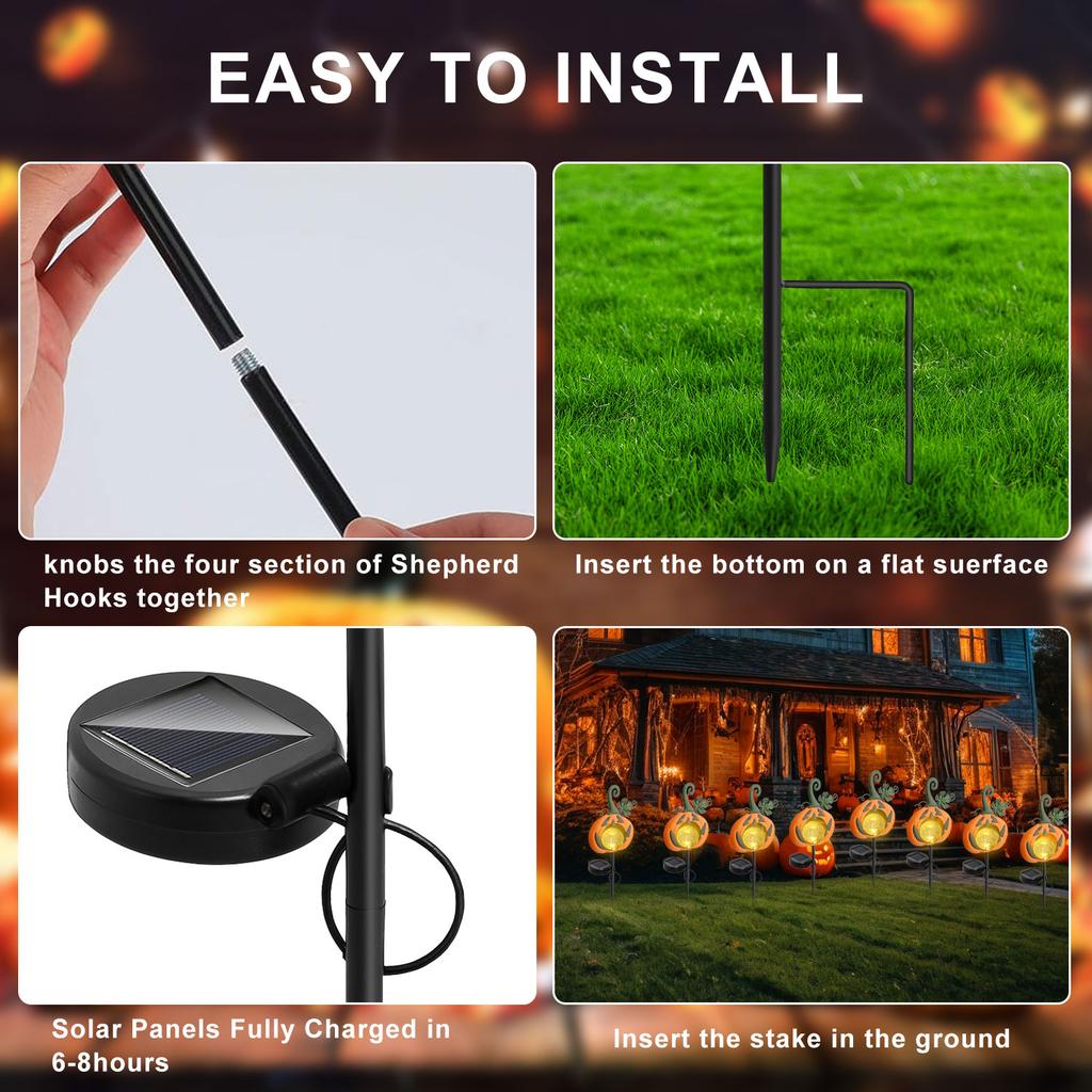 1/2PCS Solar Halloween Pumpkin Lawn Lights Outdoor Garden Decorative Warm White Solar Lights for Patio Pathway Halloween Decor
