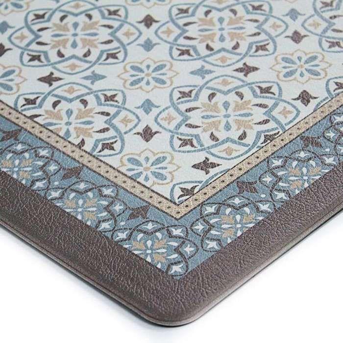 Kitchen Mat Blue Grey Cement Tiles 45x75 - Non-slip Vinyl