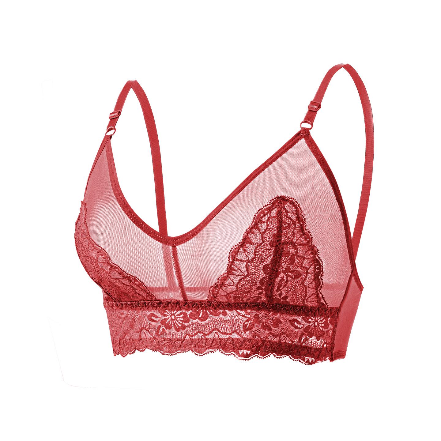 Кросс-бордер Женский дышащий кружевной бюстгальтер - Сексуальный французский дизайн S вино красного