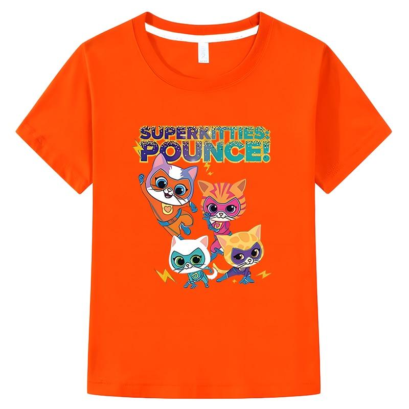 New Game Super Kitties Kids T-shirt Summer Cotton Short Sleeve Tops Y2k One Piece T Shirt for Kids Boy 10 Years Girls Clothes Anime T-shirt