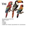 Modern Home Wall Ornament 3Pcs Tropical Bird Wooden Decor, Toucan Parrot 2D Flat Wood Colorful Forest Decor Art, Animal for Living Room Bedroom