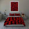 Red lip prints. Bedding Duvet cover sets Duvet covers Pillowcases gifts (1 * Duvet Cover 2 * Pillowcases, without duvet insert)