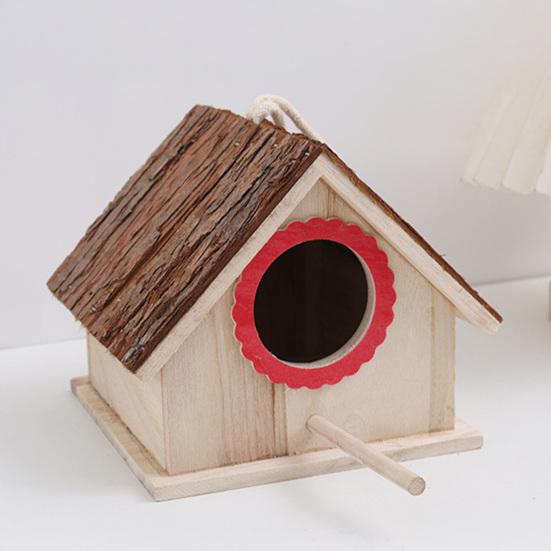 Holz-Vogelhaus für Gartenvögel Hängendes Vogelhaus mit Sitzstange Rustikales Vogelhaus für Bauernhaus Haus Garten Dekoration