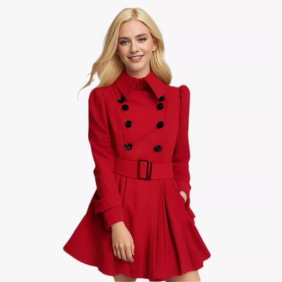 European and American Coats, Women's Slim-fitting Long Women's Woolen Coats, Belts, Woolen Coats, Women's