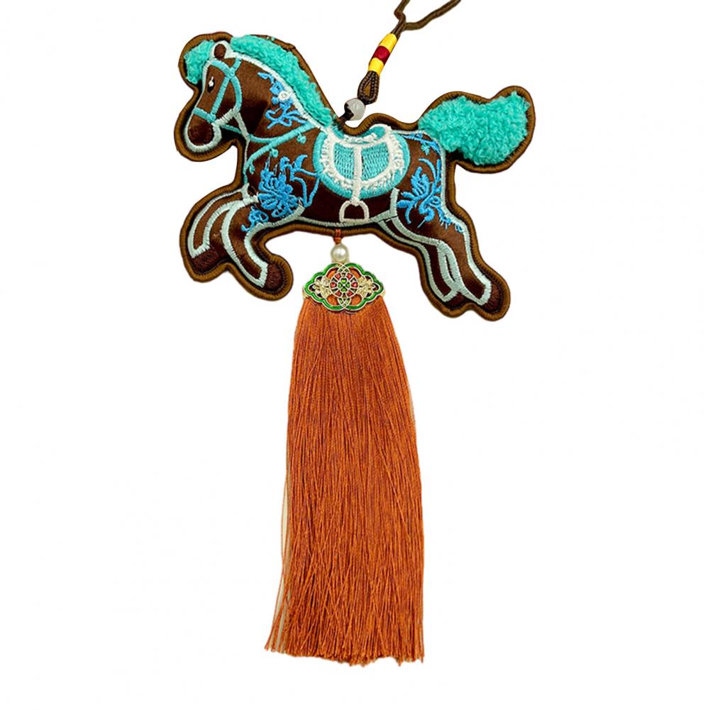 Embroidered Home Accent Chinese Zodiac Hanging Ornament Chinese New Year Horse Charm Stuffed Doll Set Feng Shui Zodiac for Home кофейный