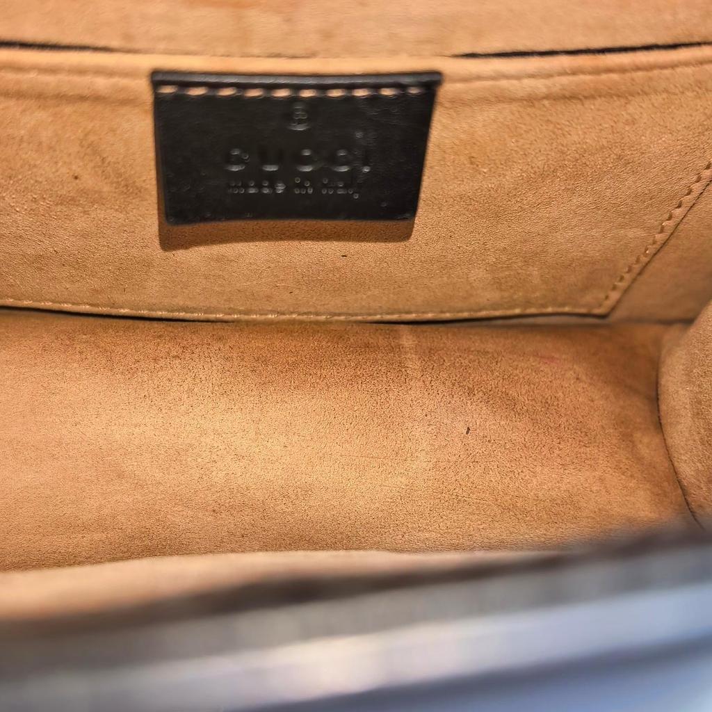 [Pre-Owned] Sylvie Gold Buckle Striped Web Leather Tote Shoulder Crossbody Mini Bag - Good #1Y1UPPS