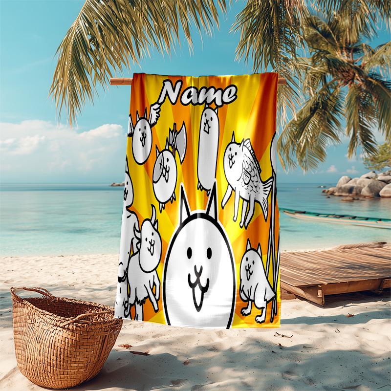 Personalized customized proof beach towel with The Battle Cats pattern - soft, absorbent,quick-drying,perfect swimming,camping&bathing