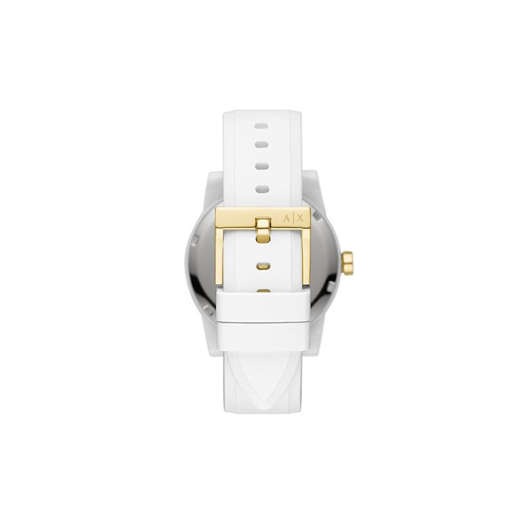 Armani Exchange AE Armbanduhr Quarzwerk Silikonarmband Weißes Zifferblatt Damenuhr AX7126