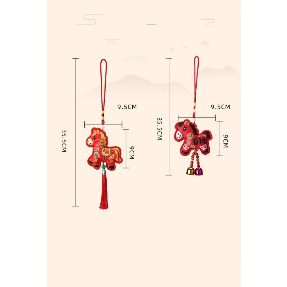 Chinese Style Zodiac Mascot Pendant Blessing Embroidery Lucky Fragrant Bag With Tassels Horse Incense Bag Car Hanging