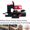 6 In 1 Mini Multi Metal Wood Lathe Motorized Jig Saw Grinder Driller Milling CNC Combined Machine DIY Tool
