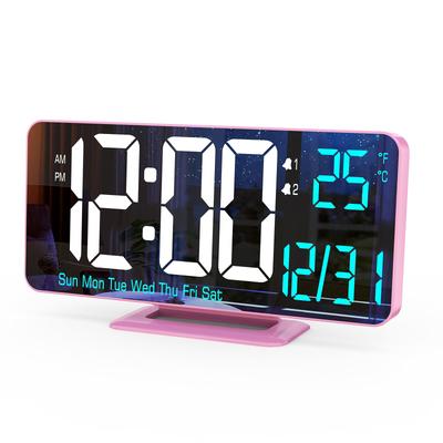 KOSUMOSU Pink LED Clock with Calendar