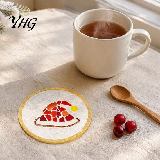 Acrylic Mosaic Tile Art Supplies Christmas Coaster DIY Kit, Festive Santa Wreath Creative Table Decorations Snowman Pattern, Craft Kit for Adults,