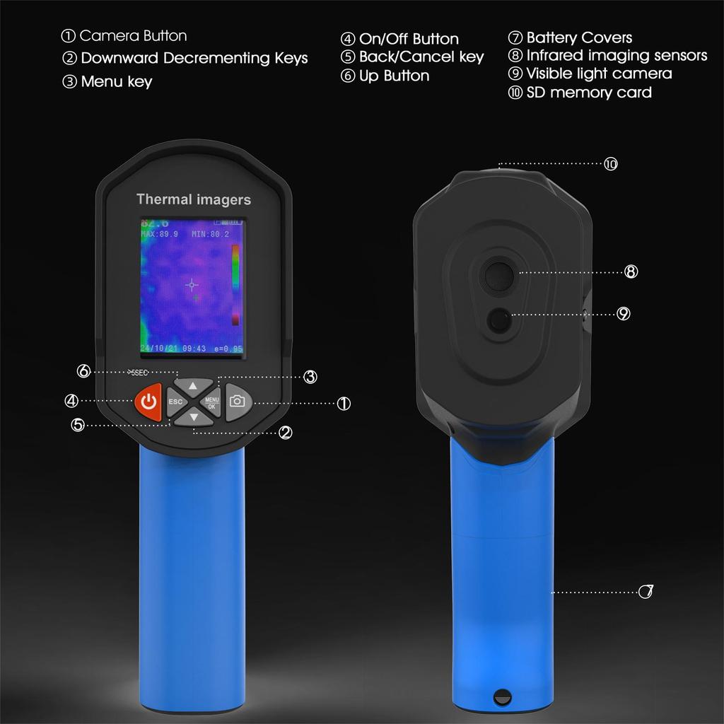 HP-950F Infrared Thermal Imager - 300,000 Pixels with Real-Time Thermal Imaging & Surface Temperature Measurement, Rechargeable