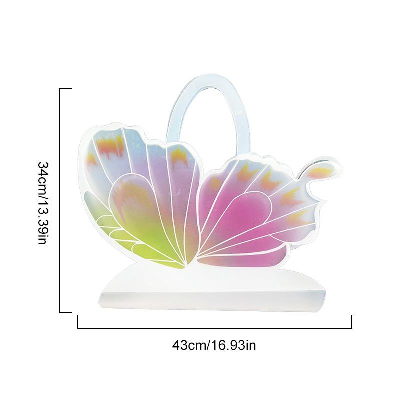 Rose Package Tote Matte Butterfly Wings Shape Florists Packaging Material PP Portable Bouquet Handbag Festival Party 1PC