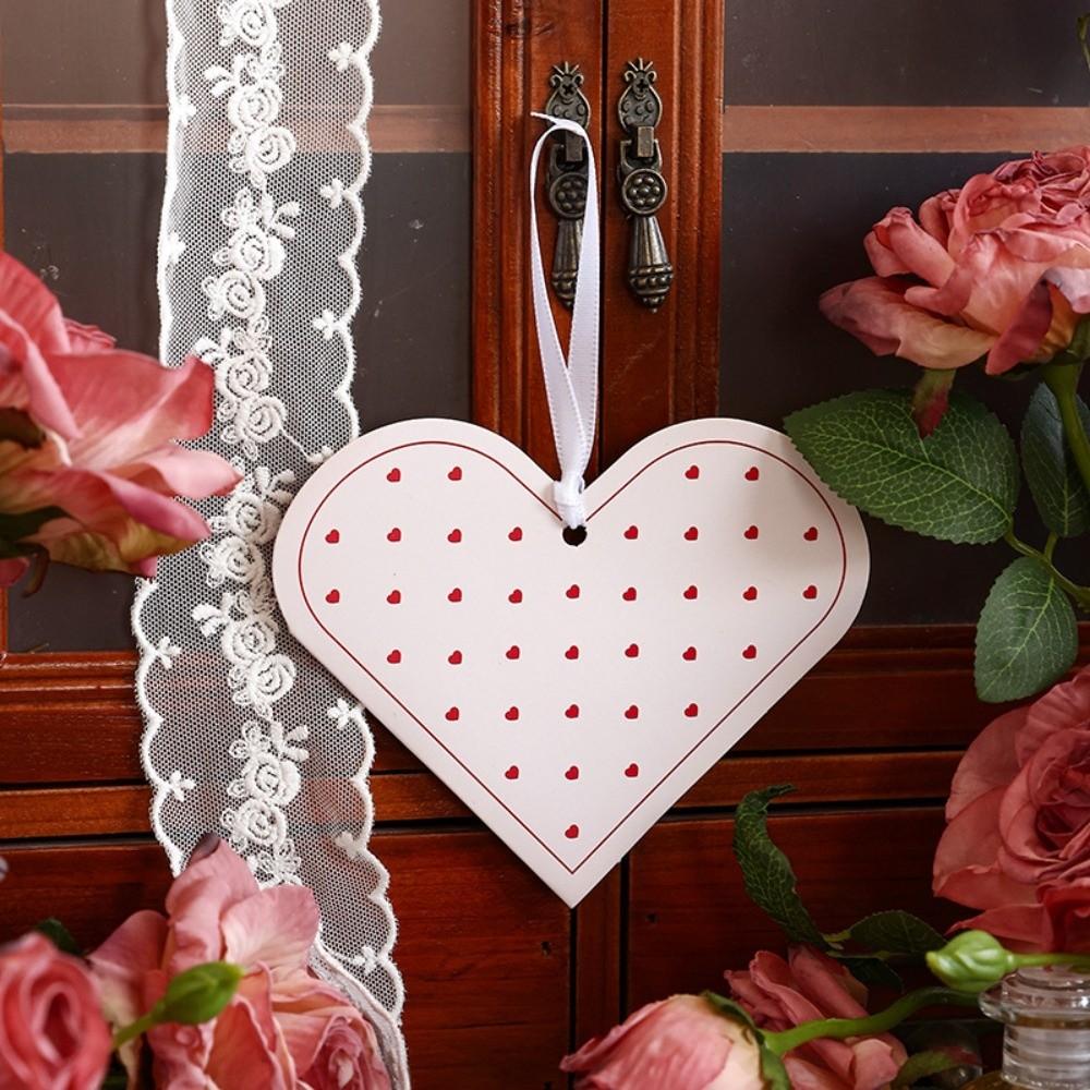 20Pcs Heart-shaped Greeting Cards Handwritten Blank Alien Love Card Can hang rope with holes Gift Card Valentine's Day