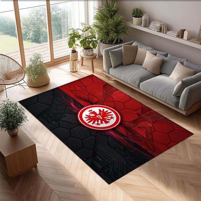 Eintracht Frankfurt Voetbal Print Kristal Fluweel Tapijt, Comfortabel Waterabsorberend Antislip Binnen Vloerkleed