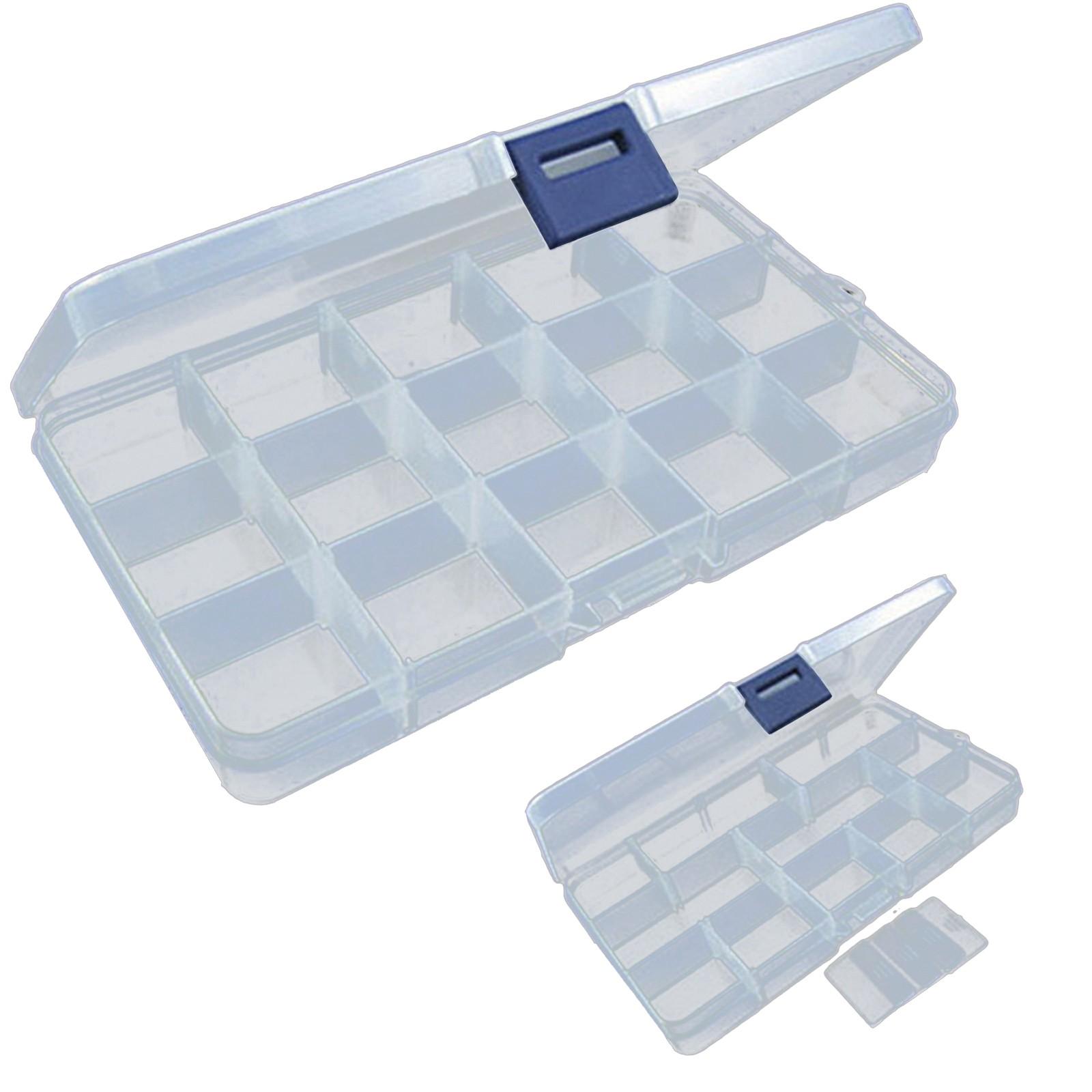 15 Slots Adjustable Plastic Fishing  Hook Tackle Box Storage Case Organizer