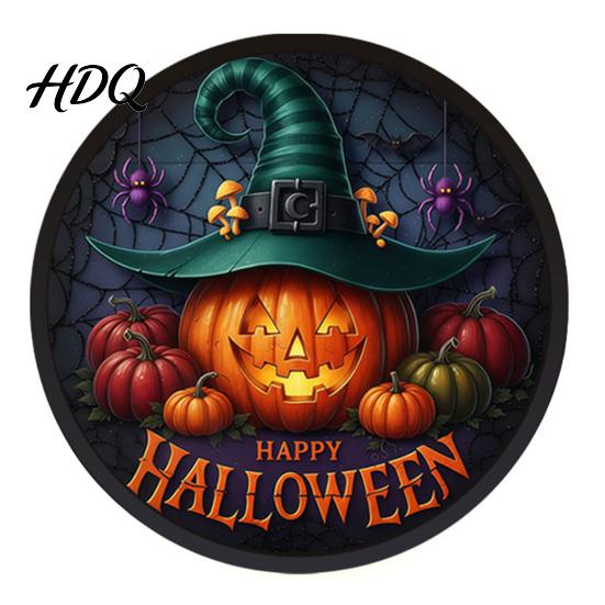 Halloween Holiday Decorations LED Glowing Hanging Decor Acrylic Window Ornament with Light Spooky Durable Signs Sign for Door Wall Haunted