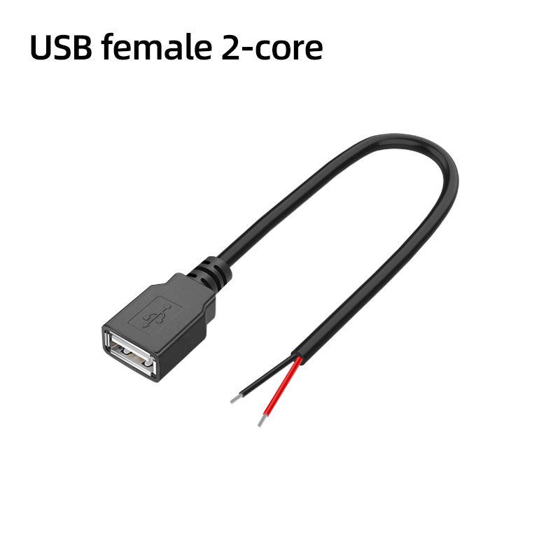 Single-Head Connector PVC Jacketed 3A Fast Charging Bare-End Wiring USB Plug 2-Core Power Cord and 4-Core Data Cable