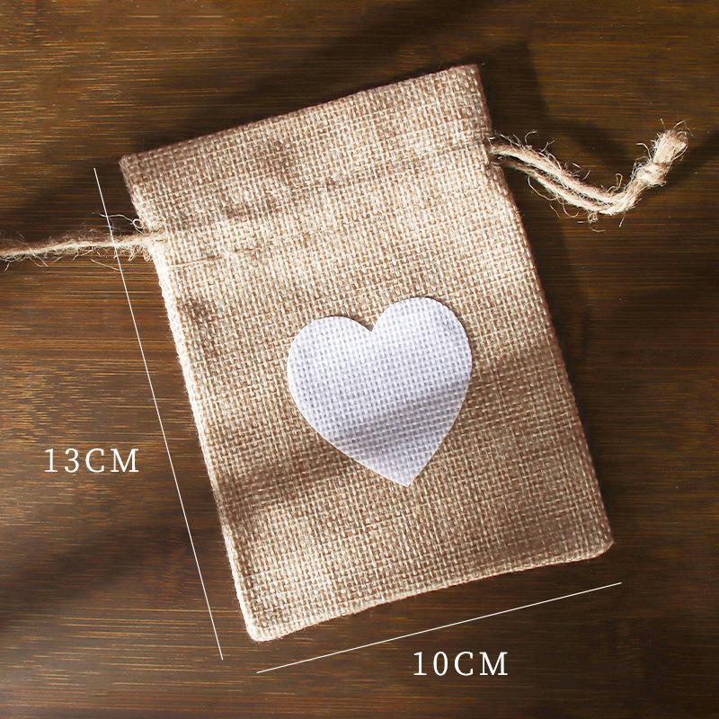 

Heart-Shaped Cotton Linen Wine Bag with Drawstring 10x13 cm