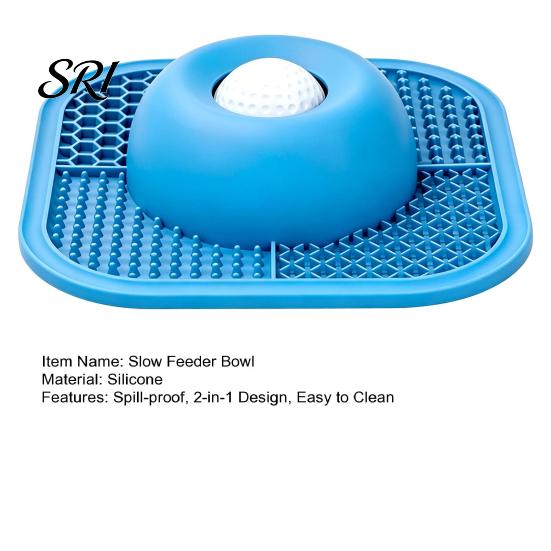 Slow Feeder for Soft Food Dog Bowl with Lick Mat Non-Slip Interactive Anti-spill Rolling Ball Silicone Licking Toy Liquid And Thick Treat Dogs