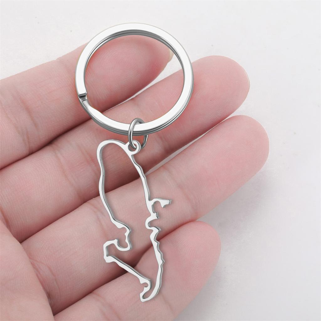 EUEAVAN Drip Oil Martinique Map Flag Keychain Stainless Steel Hollow Classic France Keyring for Men Women Jewelry Accessory Gift