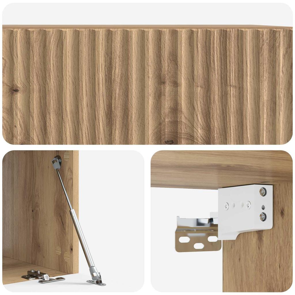 Wall Mounted TV Cabinet Artisan Oak Finish 59.5 X 41 X 30 Cm