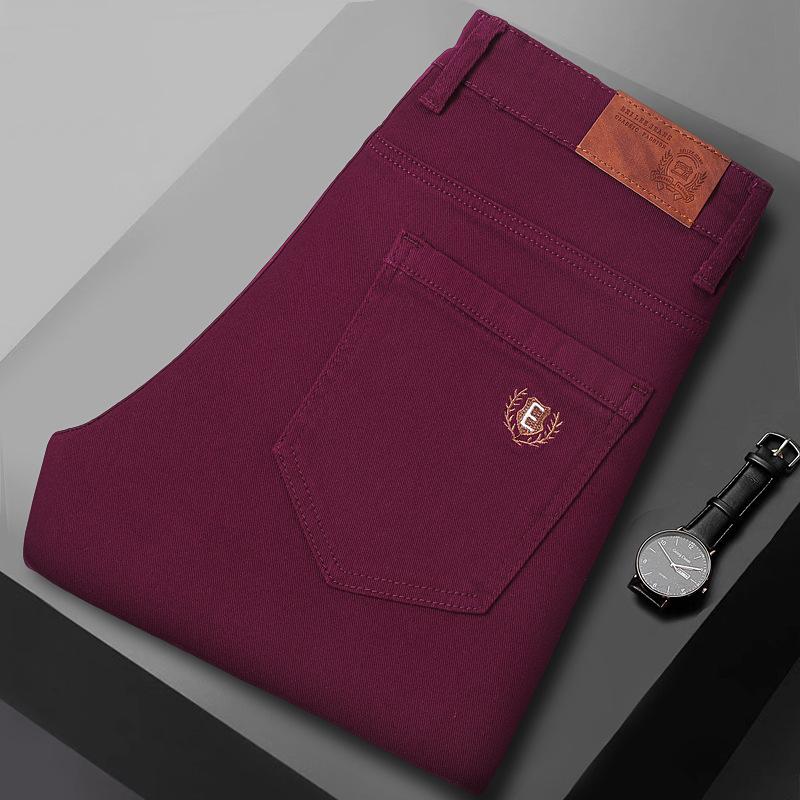 Men's Slim-Fit Coloured Denim Trousers Summer Versatile Trend Casual Stretch Fashionable Designer Trousers