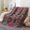 1PC Psychedelic Totems Print Flannel Blanket, High Quality Comfortable for All Seasons, Home Decor, Warmth and Comfort, Perfect for Christmas Gifts