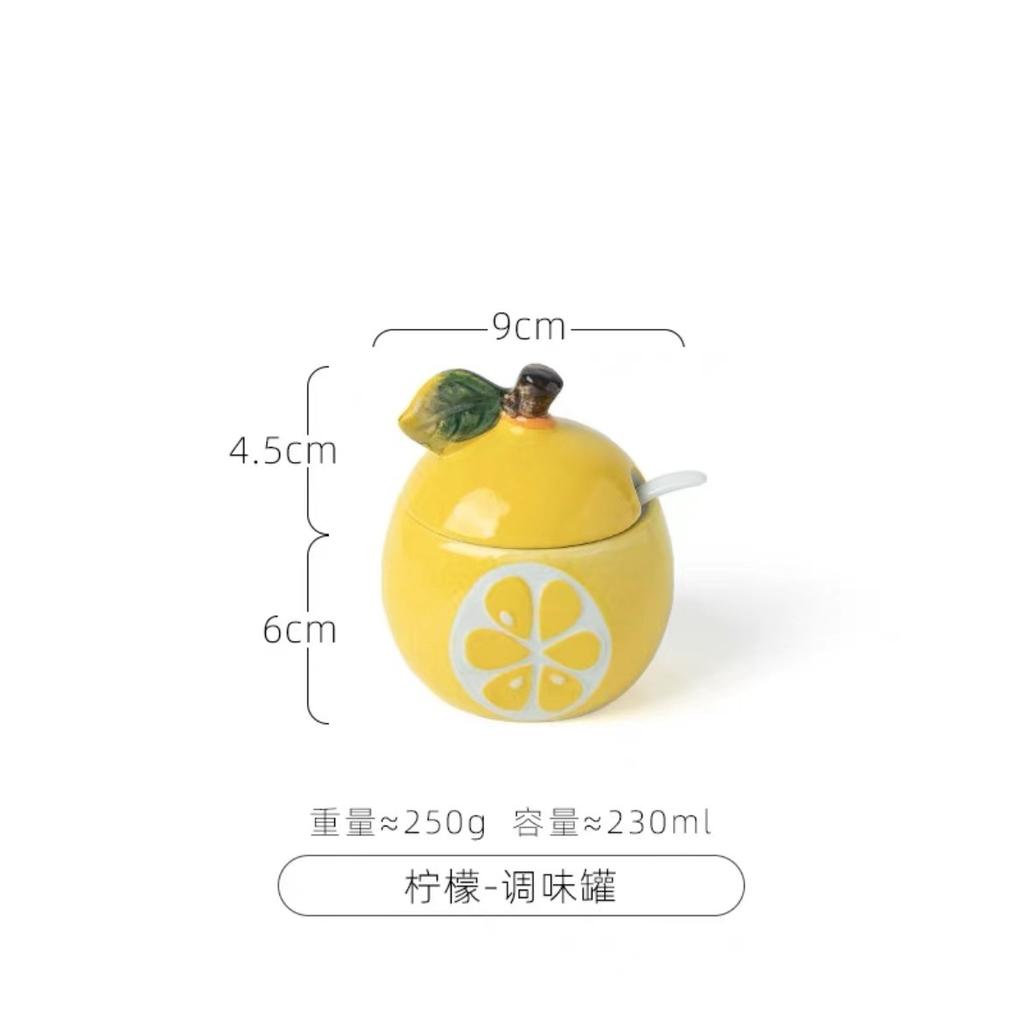 Creative Cartoon Fruit Ceramic Seasoning Jar Korean Hand-painted Salt Pepper Shaker Sugar MSG Bottle Household Kitchen Supplies