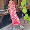 Women Summer T-shirt Shift Dress Leopard Print Short Sleeve V Neck