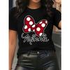 Minnie style red polka dot bow and handwritten Minnie pattern summer new women's T-shirt short sleeves