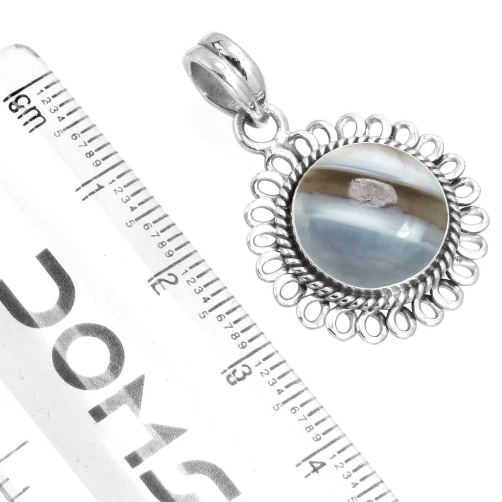 925 Sterling Silver Pendant Women Gemstone Handmade Jewelry Engagement Gift Amazonite Angelite Blue Opal Botswana Agate Mohave Azurite Chrysocolla