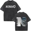 Vintage Washed Rapper Ninho MILS NI Graphic Short Sleeve Tee Shirt Mens Oversized YK Casual Fans Music Cozy T Shirts Teenagers