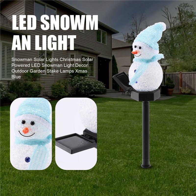 ABWR-Snowman Solar Lights Christmas Solar Powered LED Snowman Light Decor Outdoor Garden Stake Lamps Xmas