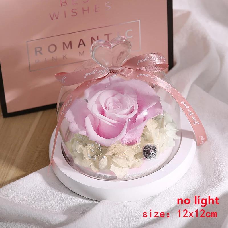 Valentines Day Gift for Girlfriend Eternal Rose LED Light Flower In Glass Cover Mothers Day Birthday Party Wedding Decoration